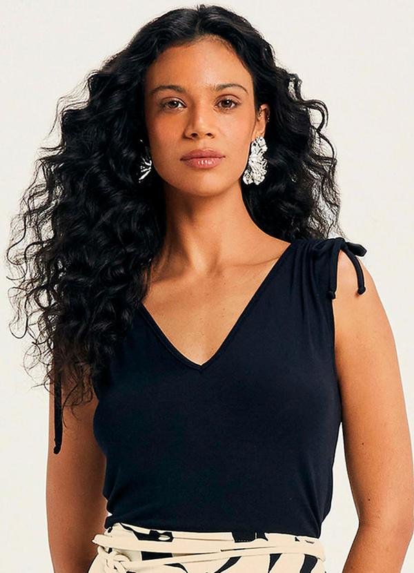 Blusa Feminina Alças com Amarração Preto