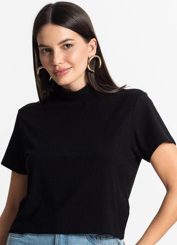 Imagem principal Blusa Feminina Canelada Manga Curta Preto Select Select