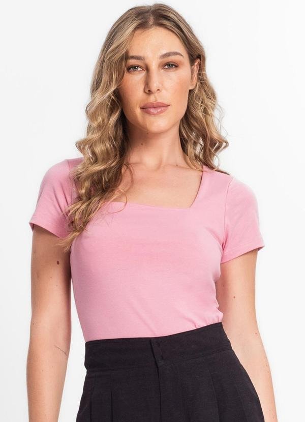 Blusa Feminina Decote Quadrado Rosa