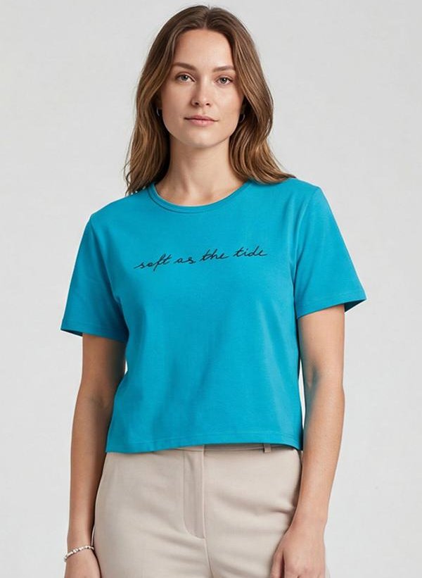 Blusa Feminina em Molecotton Viscose Azul