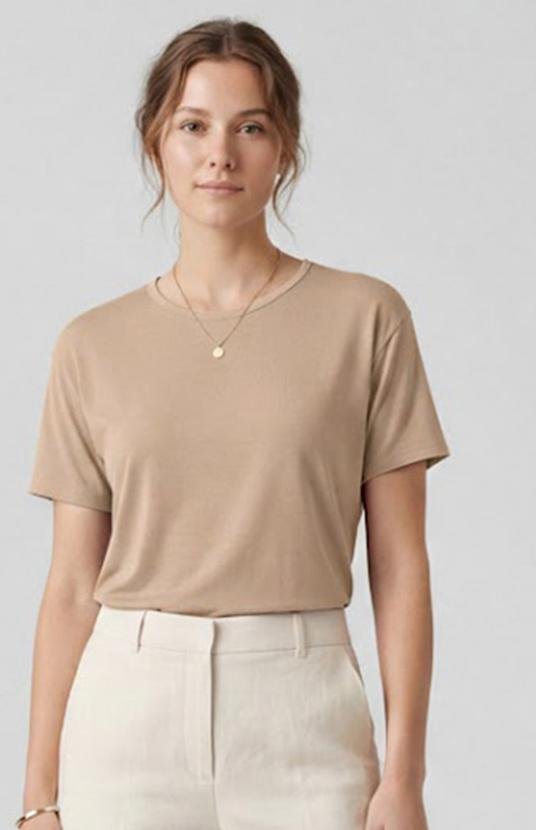 Blusa Feminina Manga Curta Bege