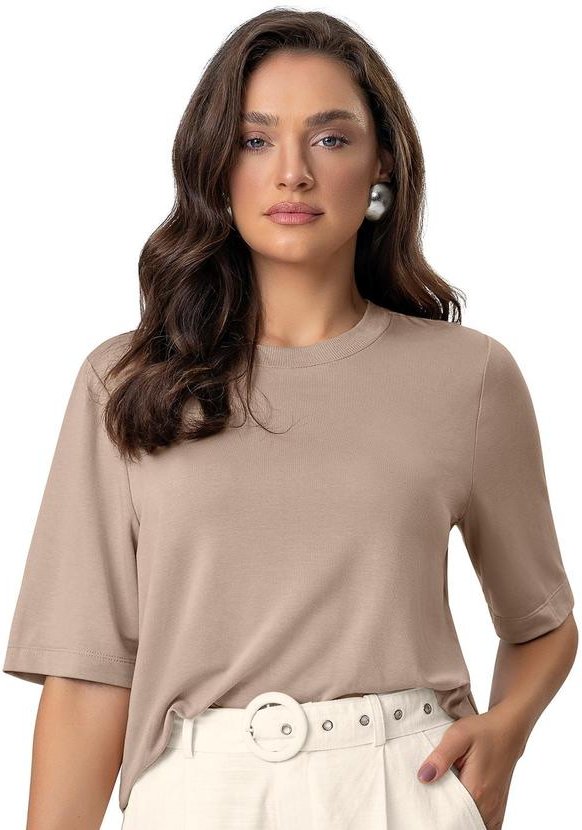Imagem principal Blusa Feminina Manga Curta em Molecotton Marrom Endless Endless