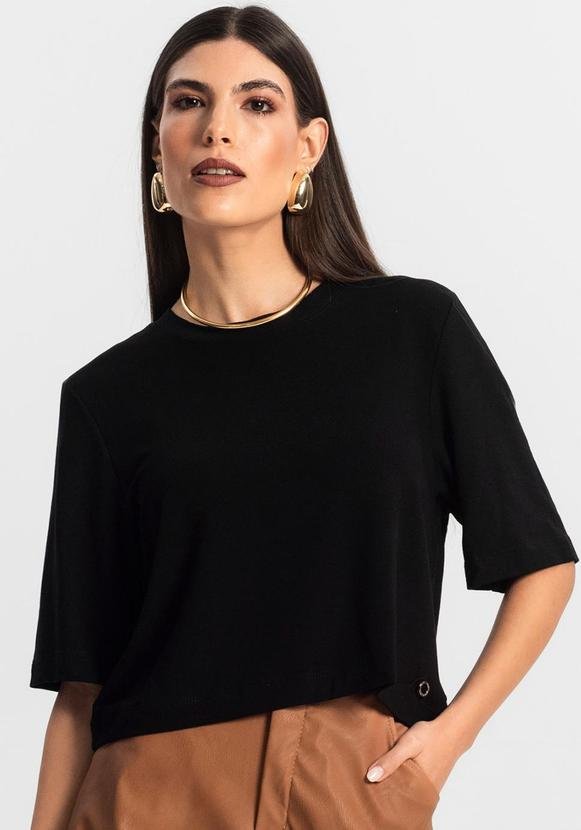 Imagem principal Blusa Feminina Manga Curta em Molecotton Preto Endless Endless