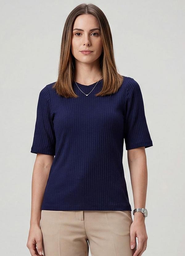Blusa Feminina Ribana Canelada Azul