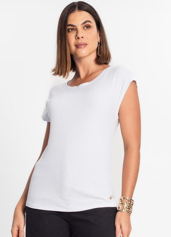Imagem principal Blusa Feminina Ribana Canelada Básica Branco Rovitex Rovitex