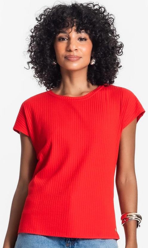 Imagem principal Blusa Feminina Ribana Canelada Básica Laranja Rovitex Rovitex