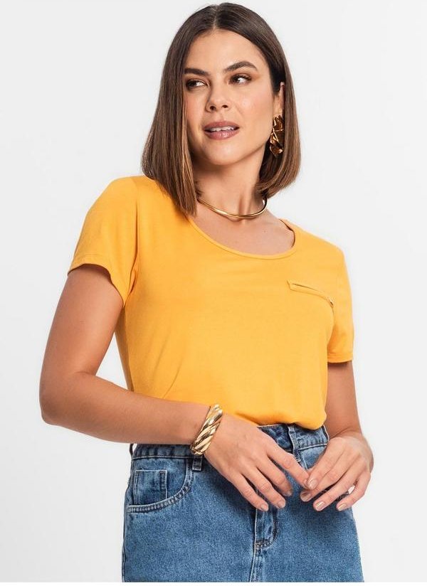 Imagem principal Blusa Feminina Viscotorcion Básica Amarelo Rovitex Rovitex