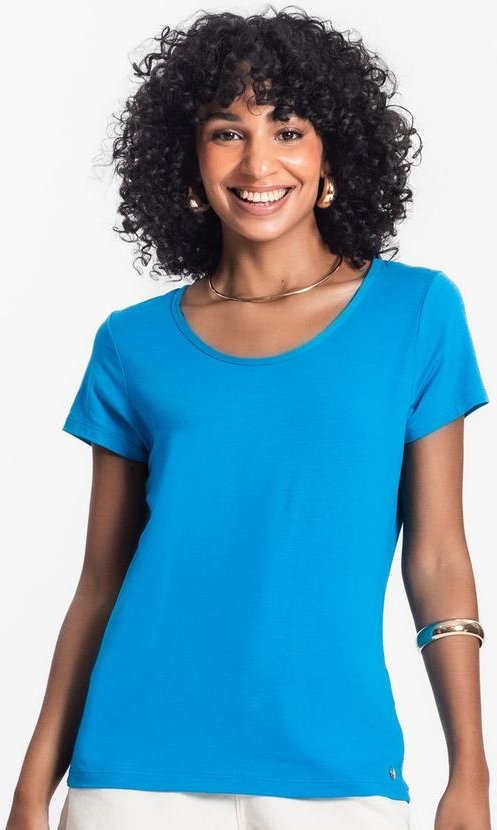 Imagem principal Blusa Feminina Viscotorcion Básica Azul Rovitex Rovitex