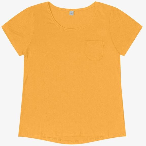 Blusa Feminina Viscotorcion com Bolso Amarelo