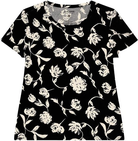 Blusa Floral Estilizada Preto