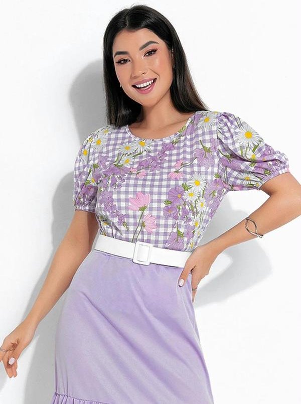 Imagem principal Blusa Floral Lilás Manga Bufante Rosalie Rosalie