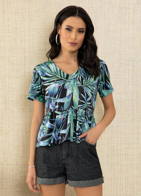 Imagem principal Blusa Folhagem Tropical com Franzidos Quintess Quintess