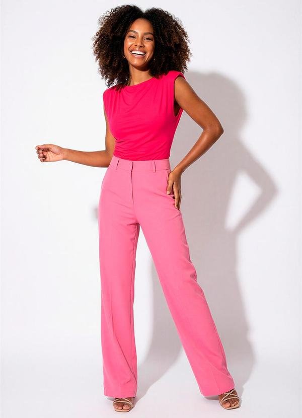 Blusa Justa em Viscose Stretch Rosa Escuro