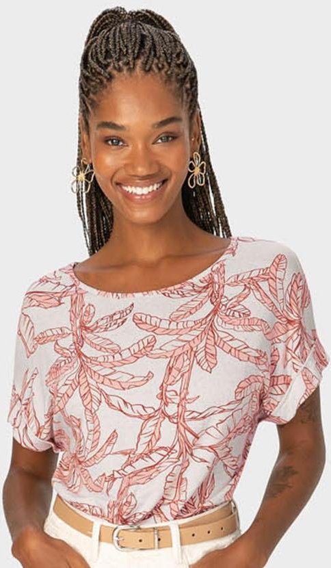 Blusa Laranja Feminina Ampla Tropical