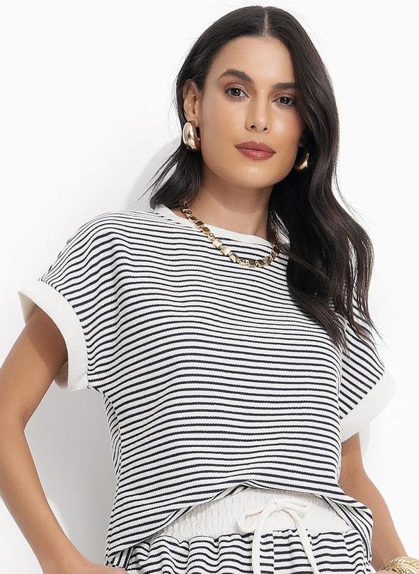 Imagem principal Blusa Listrado Azul em Moletom Quintess Quintess