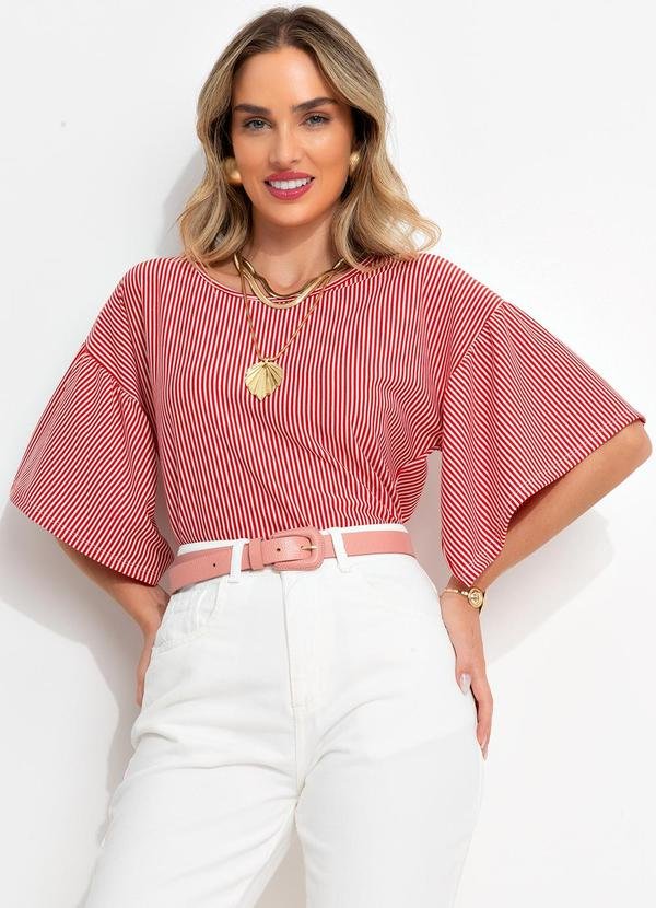 Imagem principal Blusa Listrado Vermelho em Meia Malha Listrada Bimini Bimini