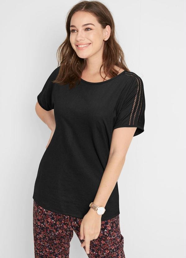Imagem principal Blusa Manga Curta Decote Redondo Preta bonprix bonprix