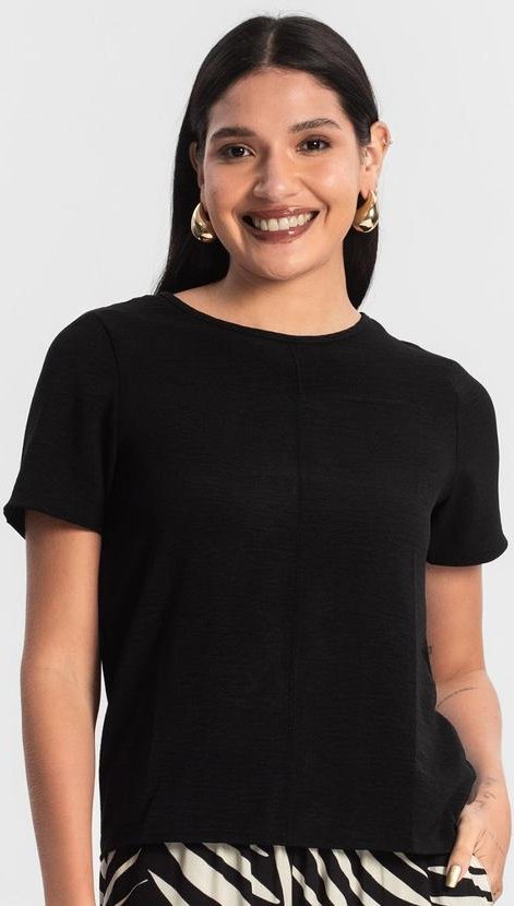 Blusa Manga Curta em Air Flow Preto