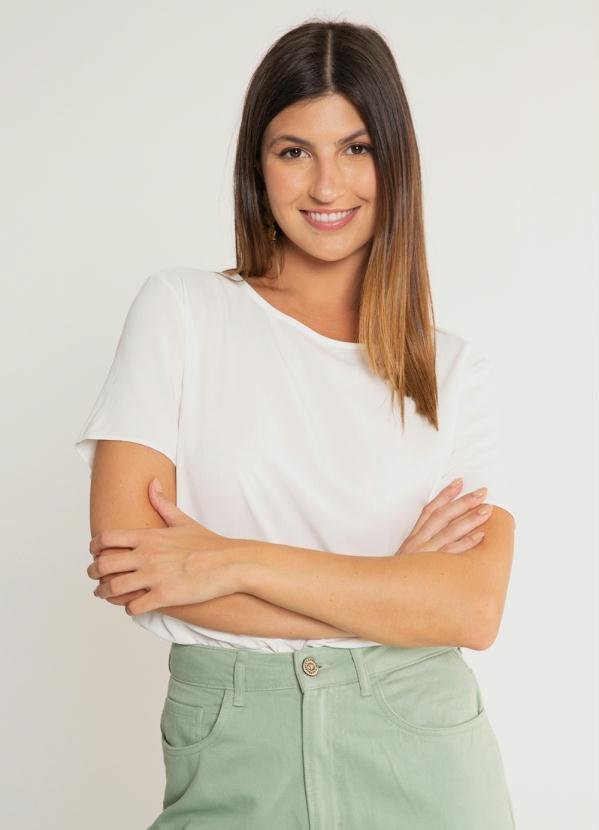 Imagem principal Blusa Manga Curta em Viscose Básica Off White Lunender Lunender