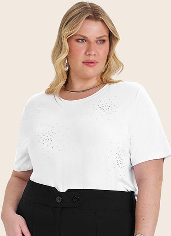 Blusa Manga Curta em Viscotorcion Branco