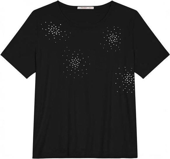 Blusa Manga Curta em Viscotorcion Preto