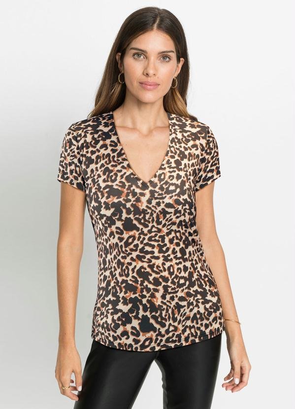 Imagem principal Blusa Manga Curta Onça Marrom bonprix bonprix