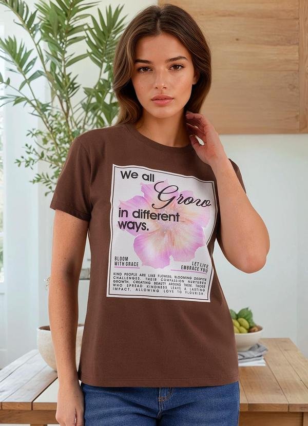 Imagem principal Blusa Marrom em Malha de Algodão Penteado Quintess Quintess