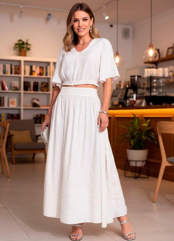 Imagem principal Blusa Off White em Viscose Plana com Lurex Quintess Quintess