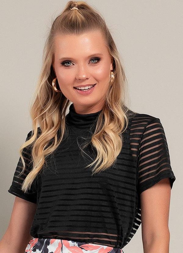 Imagem principal Blusa Preto em Malha Devorê Moda Pop Moda Pop