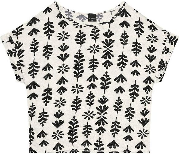 Blusa Preto Feminina Ampla Folhagem