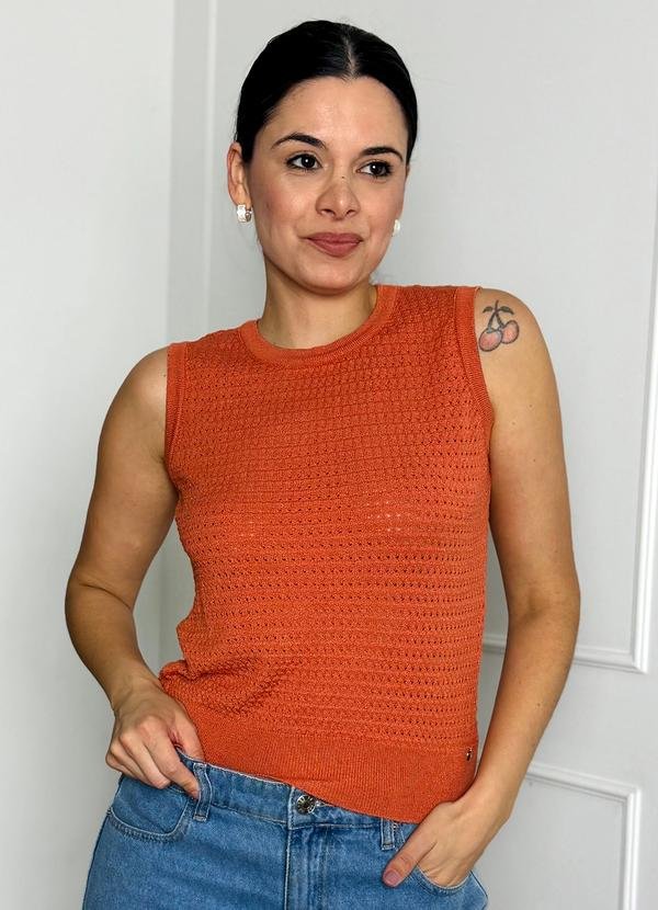 Imagem principal Blusa Regata Tricot sem Manga Telada Ferrugem Doce Tom Doce Tom