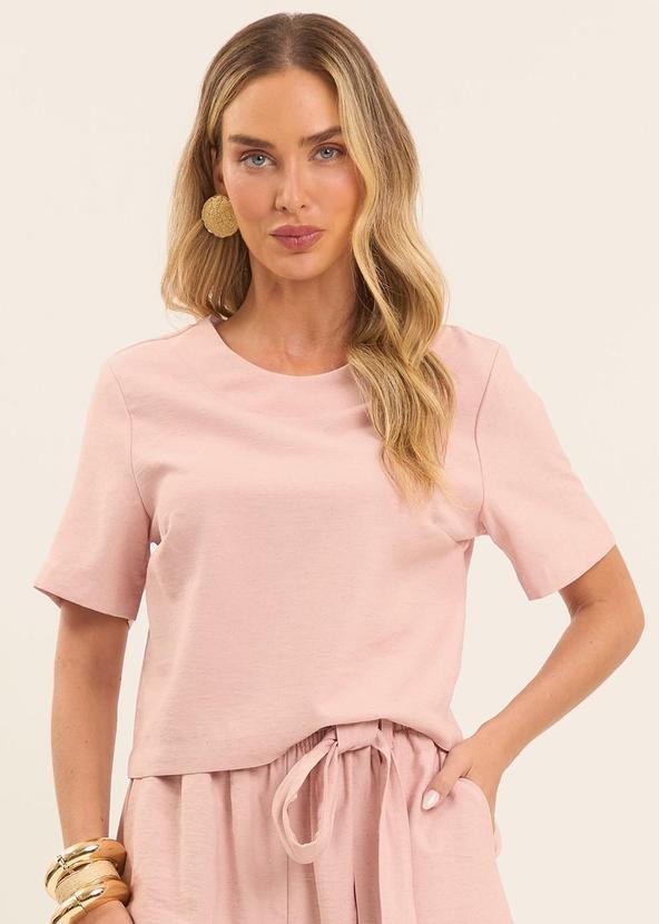 Blusa Reta Brisamar com Decote Redondo Rosa