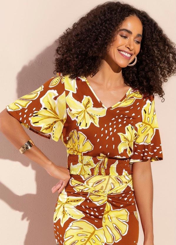 Blusa Romântica Comfy Tropical Laranja