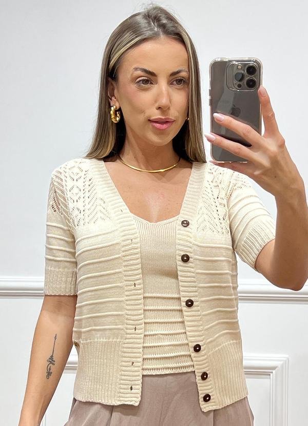 Imagem principal Cardigan Trico Manga Curta Bege Doce Tom Doce Tom