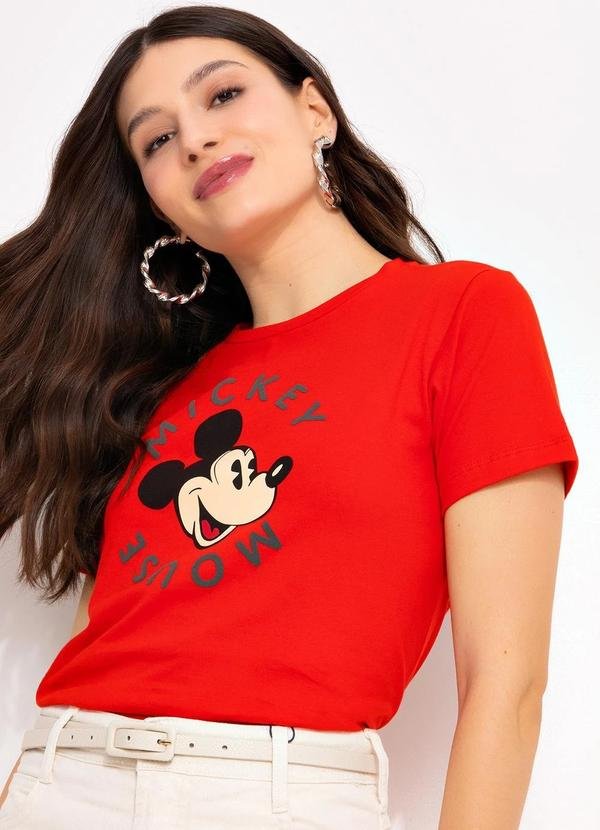 Imagem principal Blusa Vermelha em Malha de Algodão Penteado Disney Disney