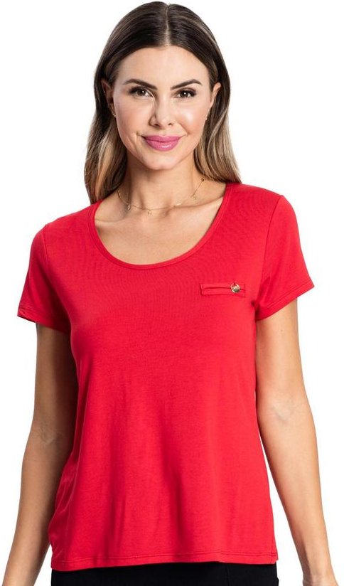 Blusa Viscotorcion Básica Feminina Vermelho