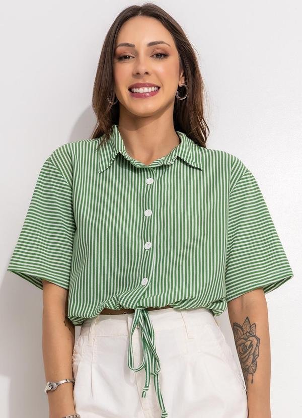 Imagem principal Camisa Verde em Meia Malha Listrada Bimini Bimini