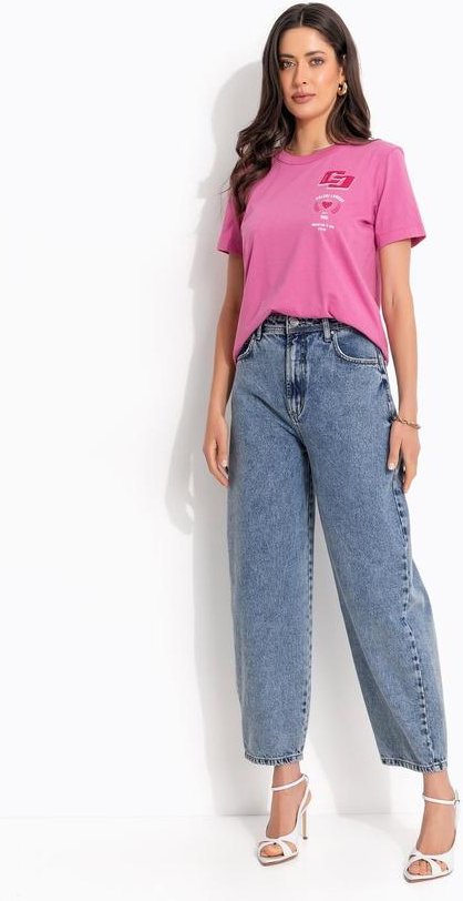 Camiseta em Algodão Rosa