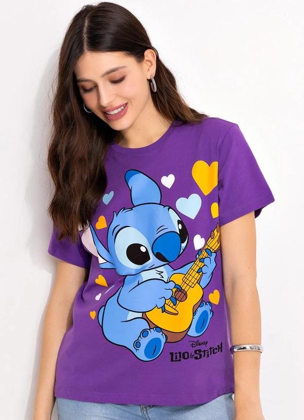 Imagem principal T-Shirt Roxo em Malha de Algodão Penteado Disney Disney