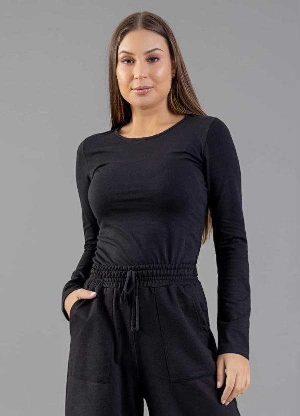 Blusa Básica Manga Longa Cotton Preto