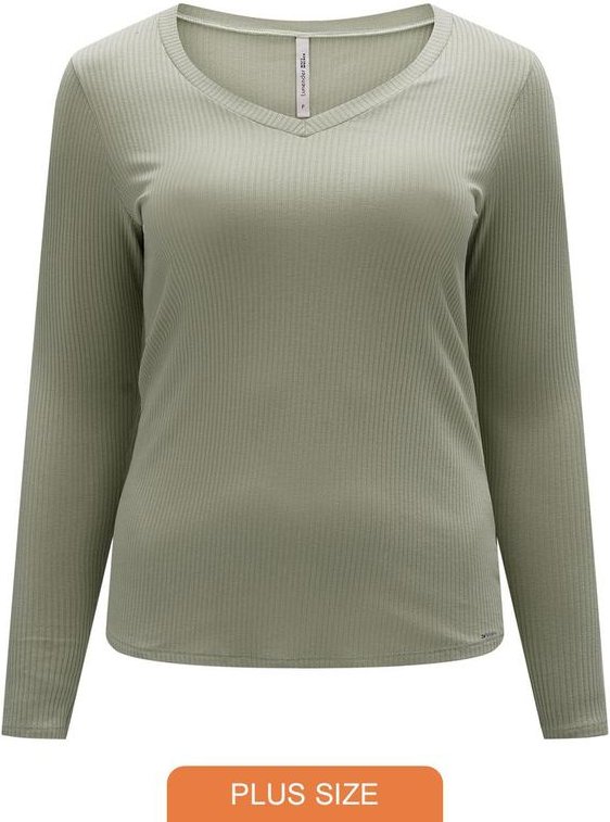 Blusa Canelada com Decote em V Verde