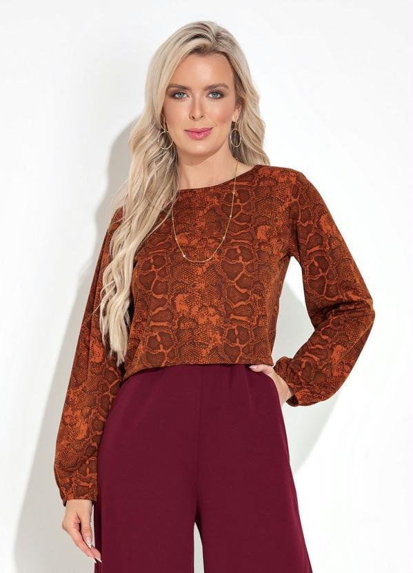 Imagem principal Blusa Cobra Laranja com Mangas Longas Bufantes Moda Pop Moda Pop
