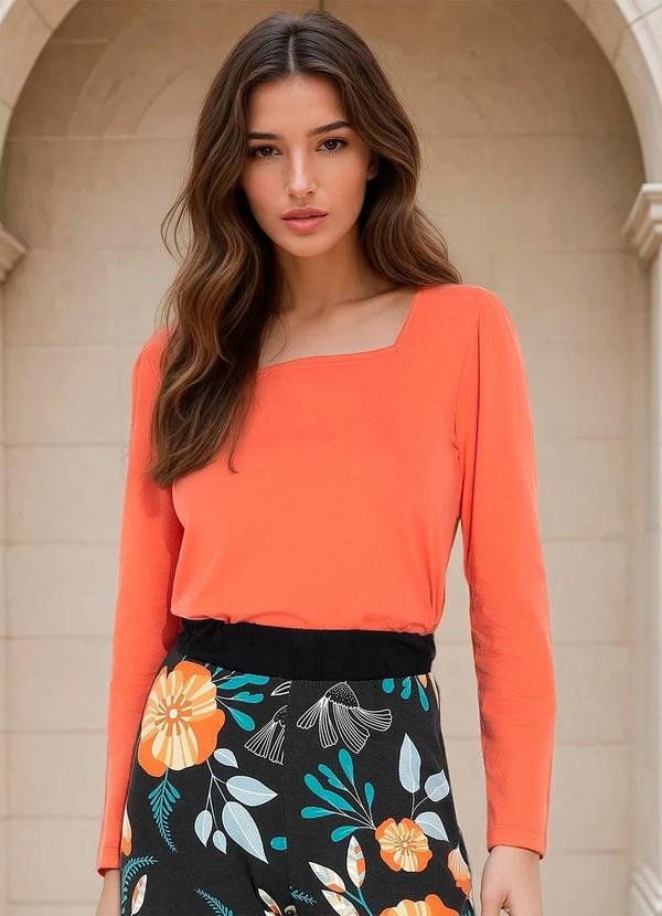 Imagem principal Blusa com Decote Quadrado Laranja bonprix bonprix