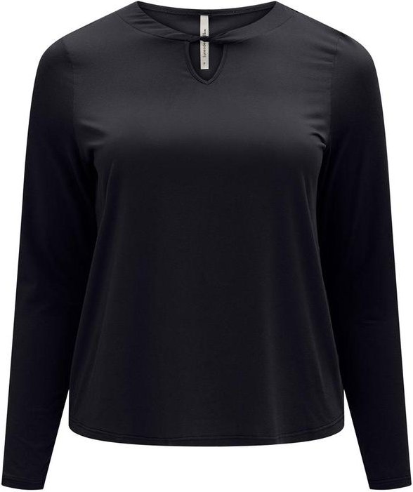 Blusa com Gola Redonda e Recorte Preto