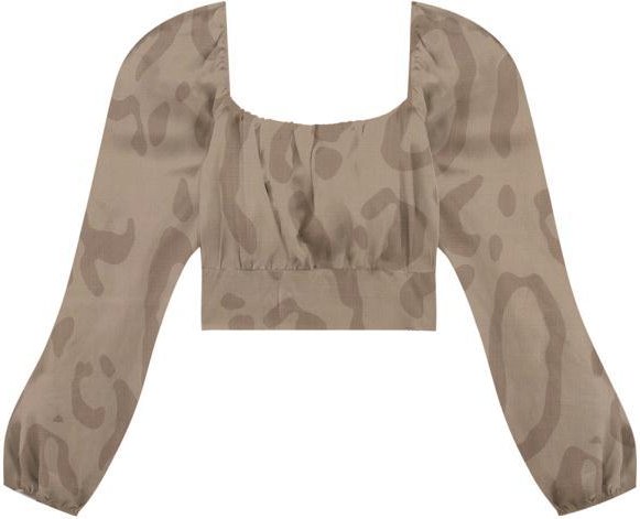 Imagem principal Blusa Cropped Viscose Manga Longa Bege Lunender Lunender