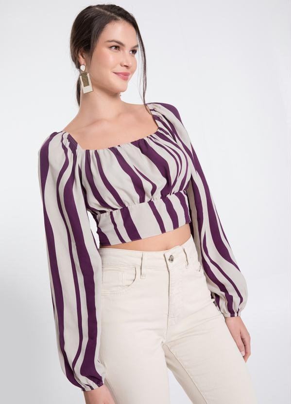 Imagem principal Blusa Cropped Viscose Manga Longa Roxo Lunender Lunender
