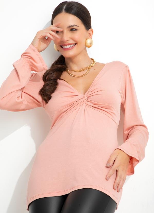 Imagem principal Blusa Decote V Manga Longa Rosa bonprix bonprix