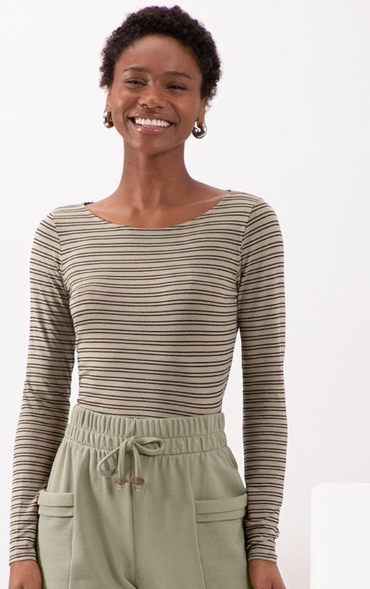 Blusa em Malha Crepe Listrada Verde