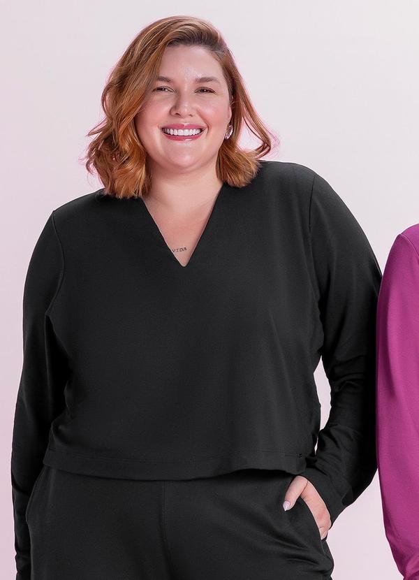Imagem principal Blusa Feminina Decote V Preto Marialícia Marialícia