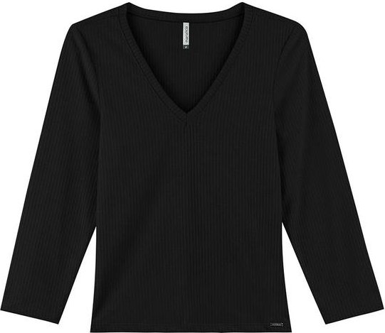 Imagem principal Blusa Feminina Decote V Preto Marialícia Marialícia